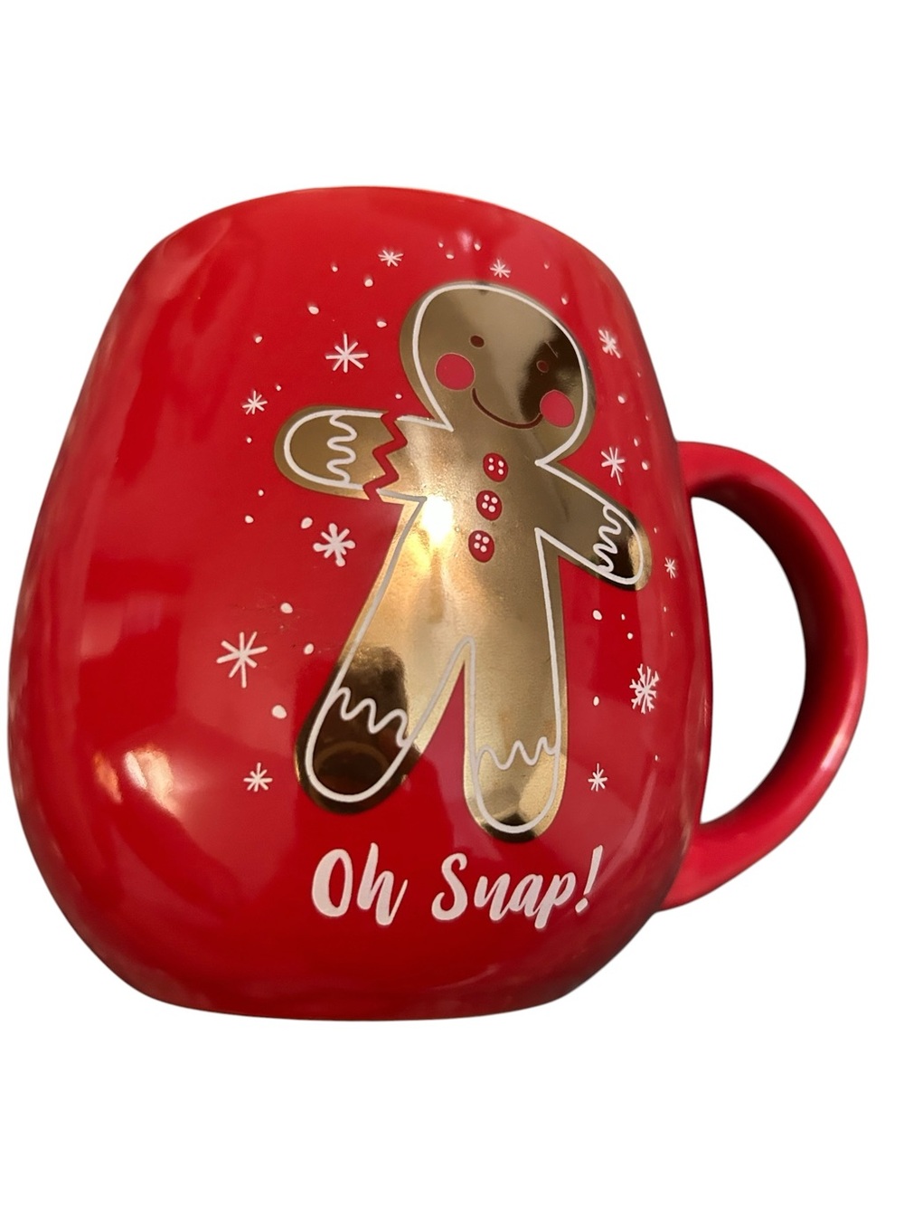 Holiday Gingerbread Mug - Red "Oh Snap!" EUC Festive Christmas Decor Drinkware - Picture 2 of 6